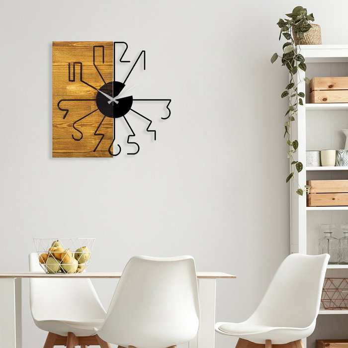 Wallity Reloj de pared decorativo de madera Nogal y Negro